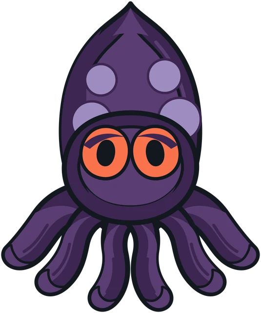 A huge purple colossal squid with enormous eyes